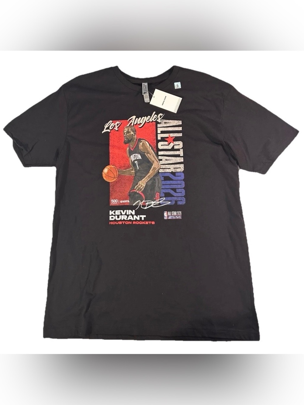 New 500 Level Kevin Durant 2026 Los Angeles All Star T Shirt sz XL Black Rockets